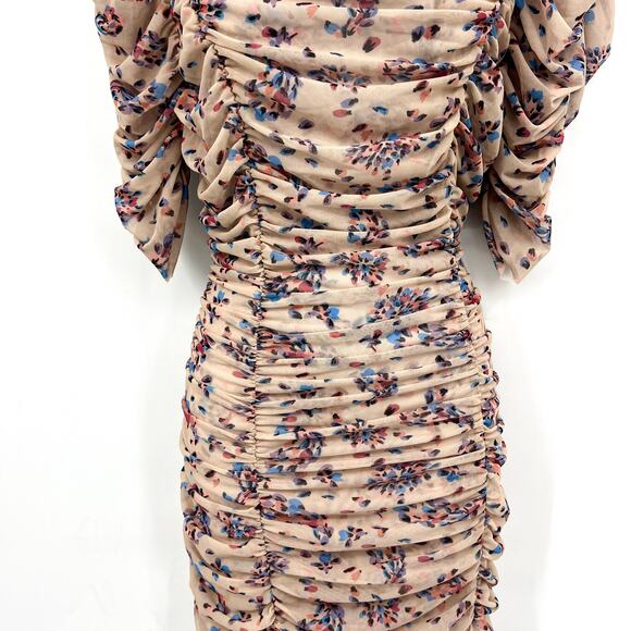 FREE PEOPLE Briella Floral Printed Midi Dress Large Cream Tea Ruched NWT - Picture 8 of 16